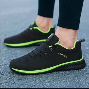 Men's Knit Lightweight Running Shoes, Outdoor Shock Absorption Athletic Shoes,